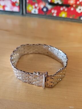 Italian Sterling Silver Textured Women's Bracelet